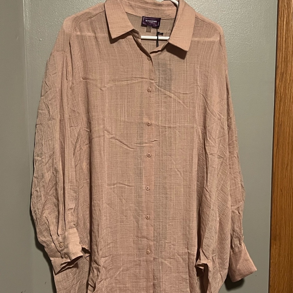 Women’s WINSOME by Free People Button Down Shirt in Latte